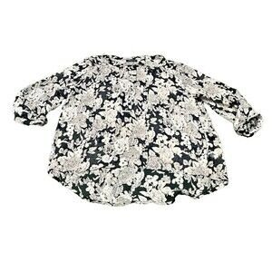 Astr The Label Women Black White Floral Peasant Top Size Medium Boho Cottagecore